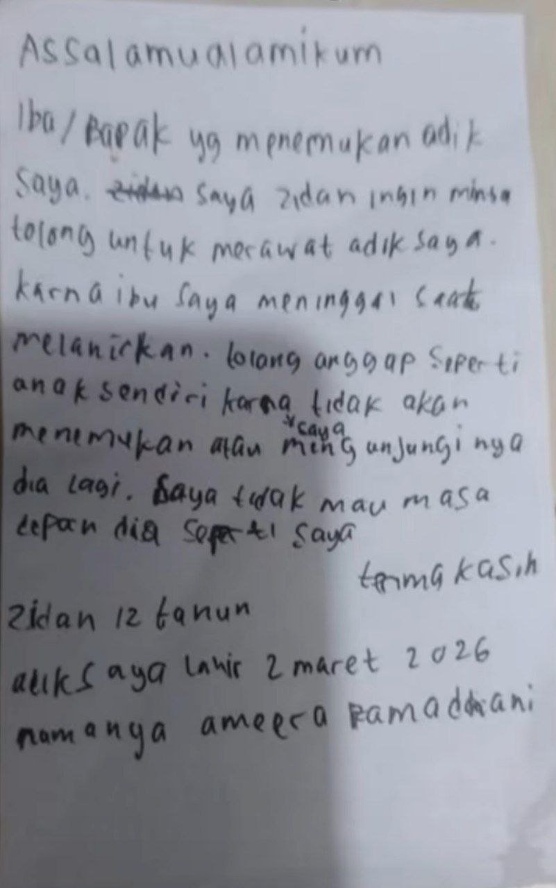 surat zidan berumur 12tahun